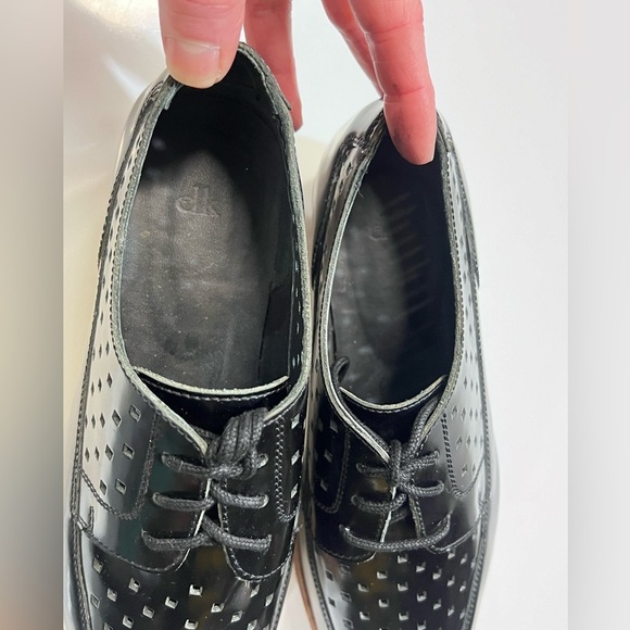 ELK the LABEL Black patent leather Derby lace up platform Oxford size 8. - Picture 8 of 9
